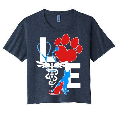 Veterinarian Love Cat and Dog Women's Crop Top Tee