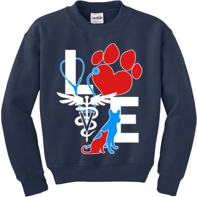 Veterinarian Love Cat and Dog Kids Sweatshirt
