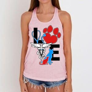 Veterinarian Love Cat and Dog Women's Knotted Racerback Tank