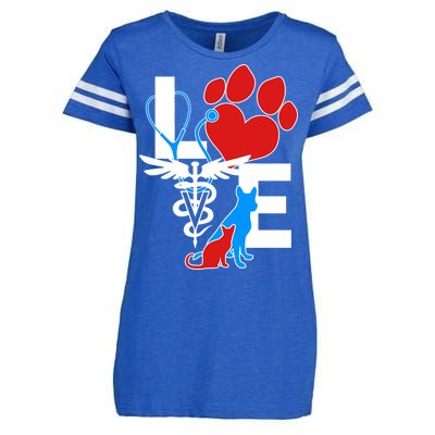 Veterinarian Love Cat and Dog Enza Ladies Jersey Football T-Shirt