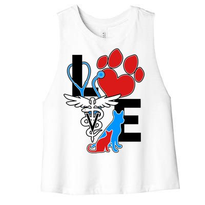 Veterinarian Love Cat and Dog Women's Racerback Cropped Tank