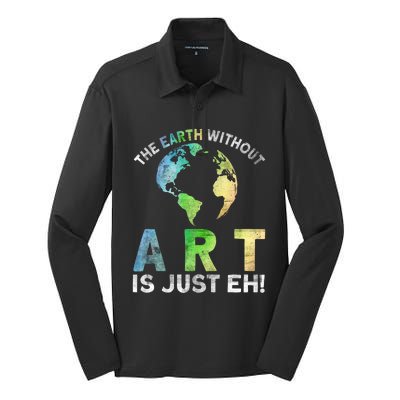 Vintage Earth Without Art Is Just Eh Planet Art Earth Day Silk Touch Performance Long Sleeve Polo