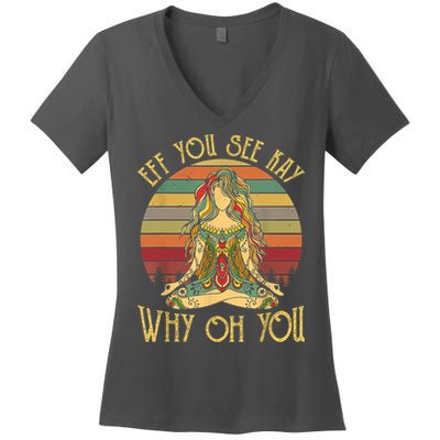 Vintage EFF You See Kay Why Oh You Tattooed Girl Yoga Women's V-Neck T-Shirt