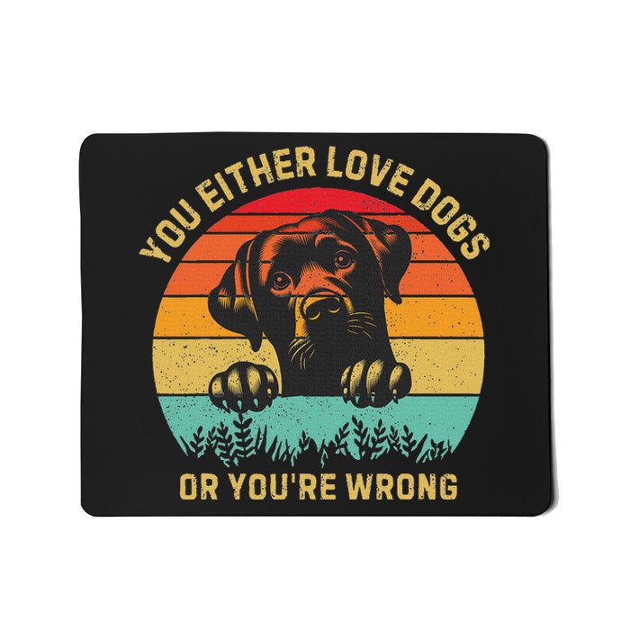 Vintage Either You Love Dog Or YouRe Wrong Funny Dogs Lover Mousepad