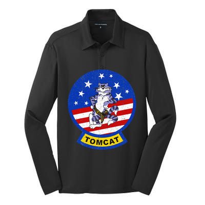 Vintage F 14 Tomcat Silk Touch Performance Long Sleeve Polo