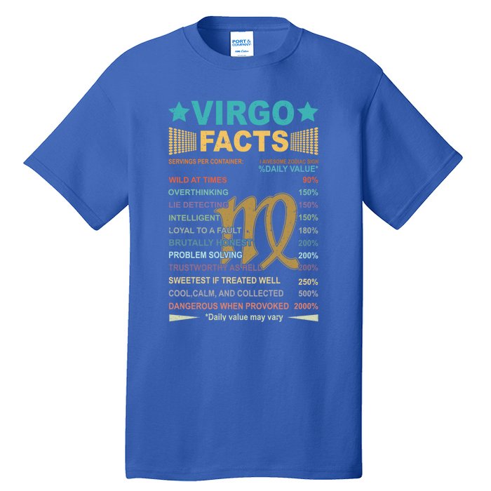 Virgo Facts 1 Awesome Zodiac Sign Vintage Retro Gift Tall T-Shirt