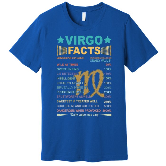 Virgo Facts 1 Awesome Zodiac Sign Vintage Retro Gift Premium T-Shirt