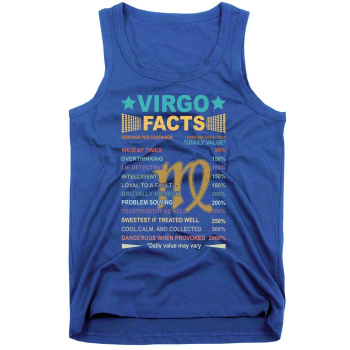 Virgo Facts 1 Awesome Zodiac Sign Vintage Retro Gift Tank Top