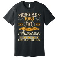 Vintage February 1983 40 Years Old Boy 40th Birthday Premium T-Shirt