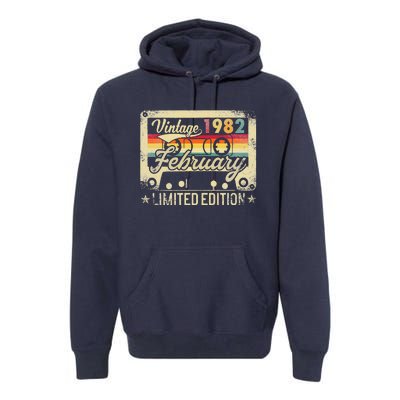 Vintage February 1982 41st Birthday Gift Limited Edition Premium Hoodie