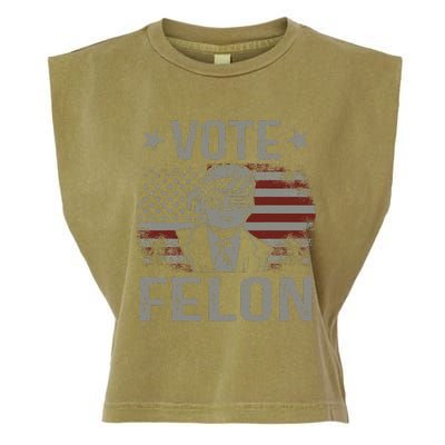 Vote Felon 2024 President Trump 45 47 Vote For The Felon Garment-Dyed Women's Muscle Tee