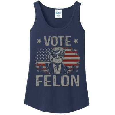 Vote Felon 2024 President Trump 45 47 Vote For The Felon Ladies Essential Tank