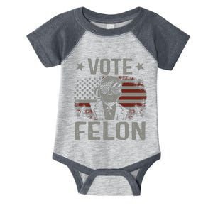 Vote Felon 2024 President Trump 45 47 Vote For The Felon Infant Baby Jersey Bodysuit