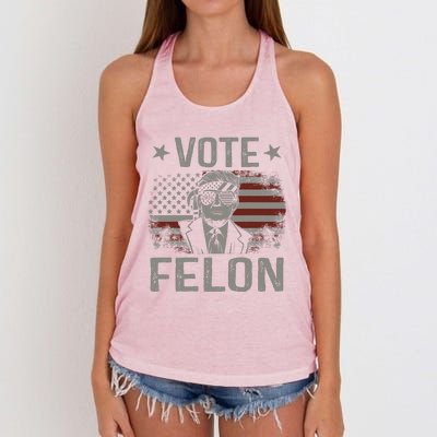 Vote Felon 2024 President Trump 45 47 Vote For The Felon Women's Knotted Racerback Tank