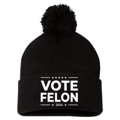 Vote Felon 2024 45 And 47 Pom Pom 12in Knit Beanie