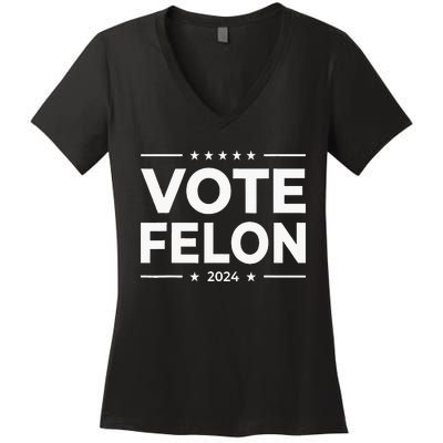 Vote Felon 2024 45 And 47 Women's V-Neck T-Shirt