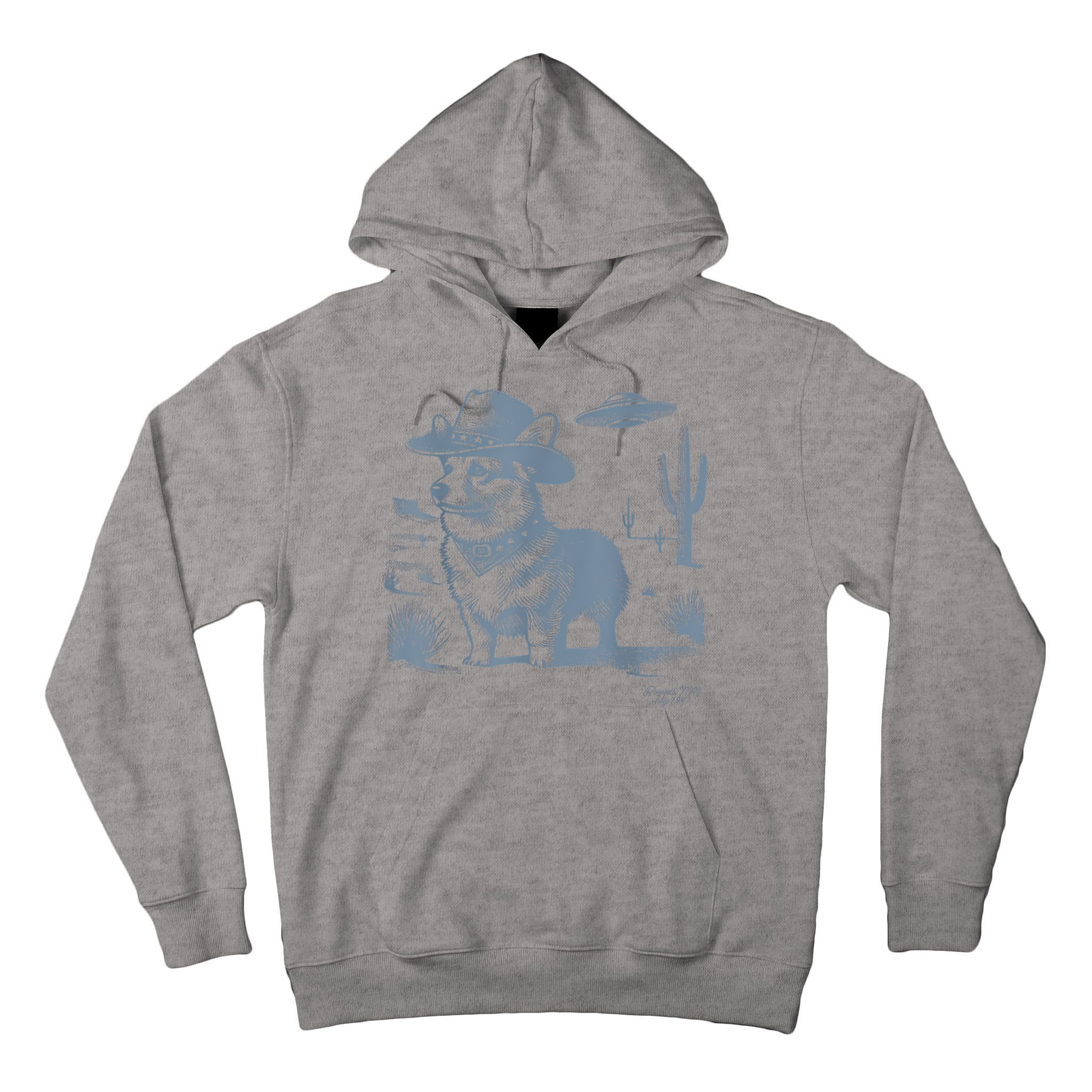 Vintage Funny 90s Western Cowboy Corgi Ufo Tall Hoodie