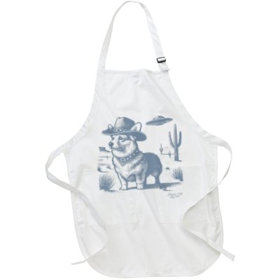 Vintage Funny 90s Western Cowboy Corgi Ufo Apron