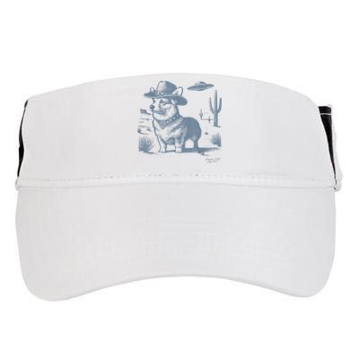 Vintage Funny 90s Western Cowboy Corgi Ufo Adult Drive Performance Visor