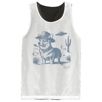 Vintage Funny 90s Western Cowboy Corgi Ufo Mesh Reversible Basketball Jersey Tank