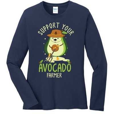 Vegan Food And Avocado Lover Or Guacamole Or Avocado Farmer Ladies Long Sleeve Shirt