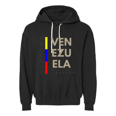 Venezuelan Flag Apparel With 7 Stars Libertad Tricolor Gift Garment-Dyed Fleece Hoodie