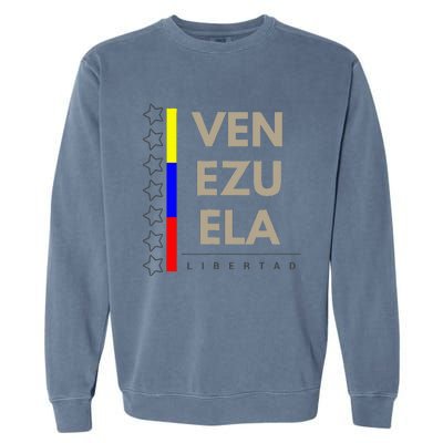 Venezuelan Flag Apparel With 7 Stars Libertad Tricolor Gift Garment-Dyed Sweatshirt