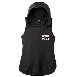 Vote For A King Jesus 2024 Ladies PosiCharge Tri-Blend Wicking Draft Hoodie Tank