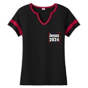 Vote For A King Jesus 2024 Ladies Halftime Notch Neck Tee