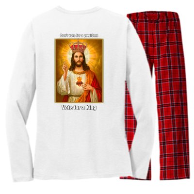 Vote For A King Jesus 2024 Women's Long Sleeve Flannel Pajama Set 