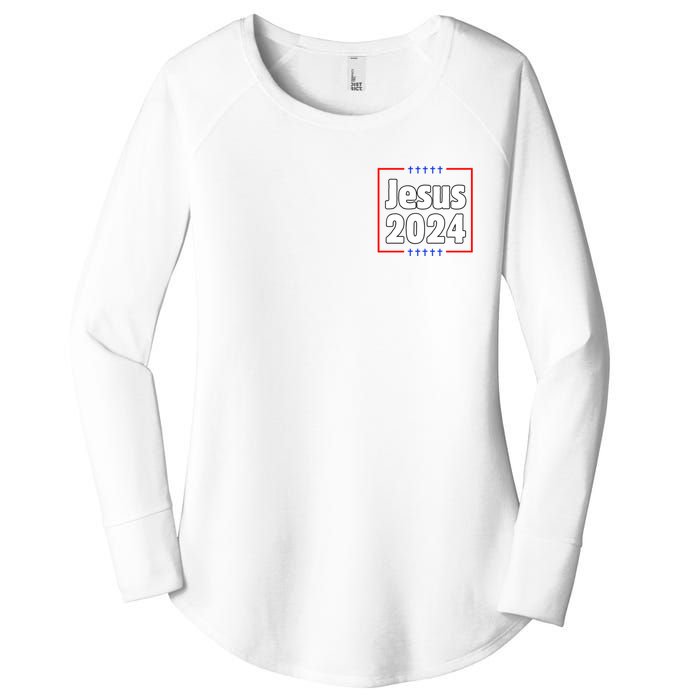 Vote For A King Jesus 2024 Women's Perfect Tri Tunic Long Sleeve Shirt