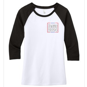 Vote For A King Jesus 2024 Women's Tri-Blend 3/4-Sleeve Raglan Shirt