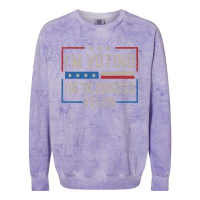 Voting For A Felon 2024 Vintage Us Flag Design Colorblast Crewneck Sweatshirt