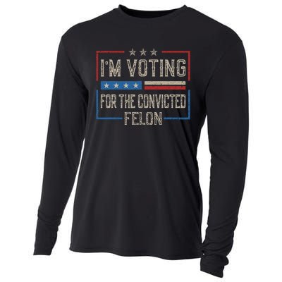 Voting For A Felon 2024 Vintage Us Flag Design Cooling Performance Long Sleeve Crew