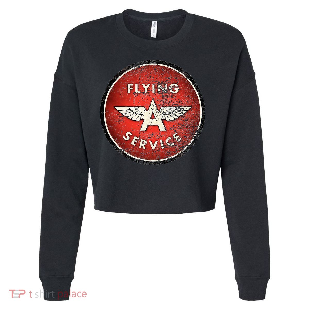 Vintage Flying A Gas Station Cropped Pullover Crew