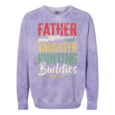 Vintage Father And Daughter Hunting Buddies Fathers Day Gift Colorblast Crewneck Sweatshirt