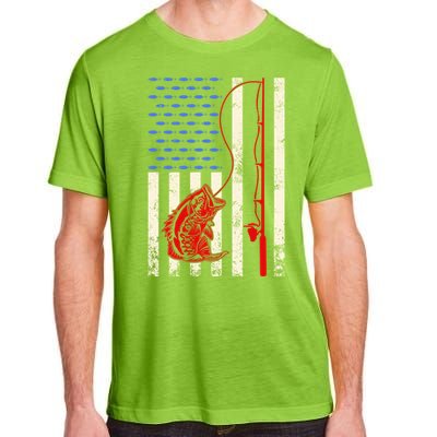 Vintage Fisherman American Flag Fishing Rod Fishing Lover Adult ChromaSoft Performance T-Shirt