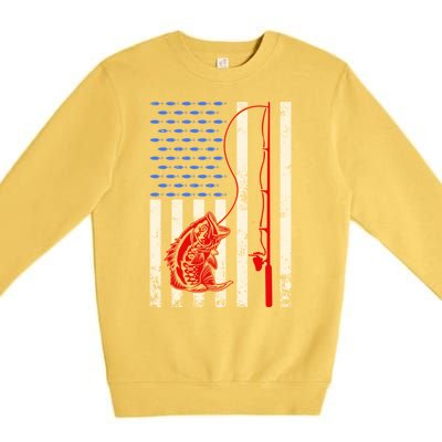 Vintage Fisherman American Flag Fishing Rod Fishing Lover Premium Crewneck Sweatshirt