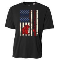 Vintage Fisherman American Flag Fishing Rod Fishing Lover Cooling Performance Crew T-Shirt