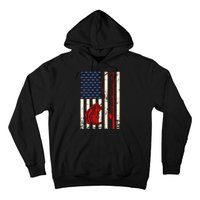 Vintage Fisherman American Flag Fishing Rod Fishing Lover Hoodie