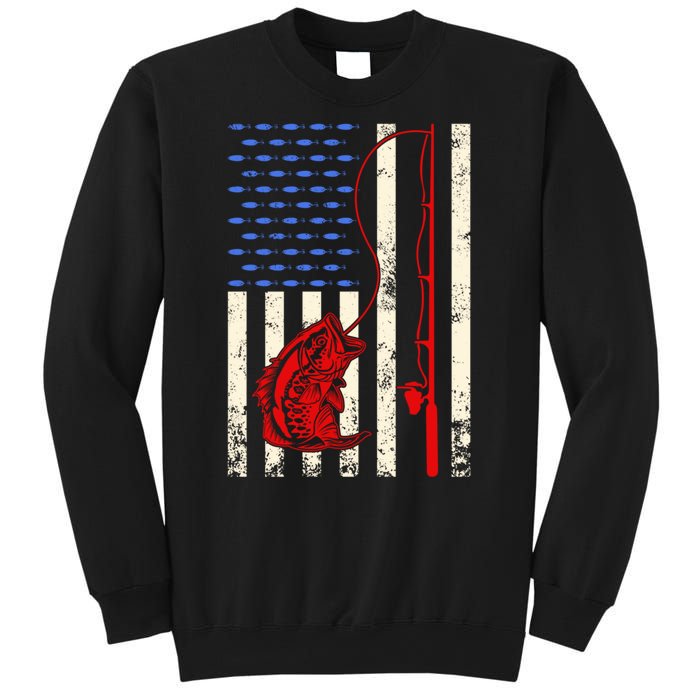 Vintage Fisherman American Flag Fishing Rod Fishing Lover Sweatshirt