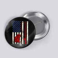 Vintage Fisherman American Flag Fishing Rod Fishing Lover Button