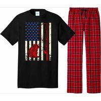 Vintage Fisherman American Flag Fishing Rod Fishing Lover Pajama Set