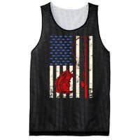 Vintage Fisherman American Flag Fishing Rod Fishing Lover Mesh Reversible Basketball Jersey Tank