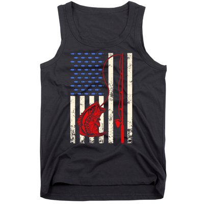 Vintage Fisherman American Flag Fishing Rod Fishing Lover Tank Top