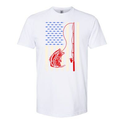 Vintage Fisherman American Flag Fishing Rod Fishing Lover Softstyle CVC T-Shirt