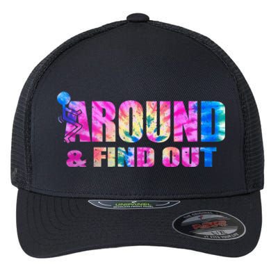 Vintaeg F Around And Find Out Tie Dye Lover Gift Tee Flexfit Unipanel Trucker Cap