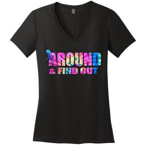 Vintaeg F Around And Find Out Tie Dye Lover Gift Tee Women's V-Neck T-Shirt