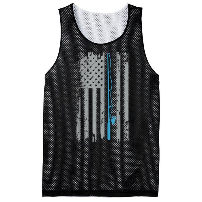 Vintage Fisherman American Flag Fishing Gift Mesh Reversible Basketball Jersey Tank