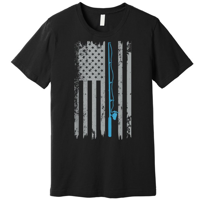 Vintage Fisherman American Flag Fishing Gift Premium T-Shirt